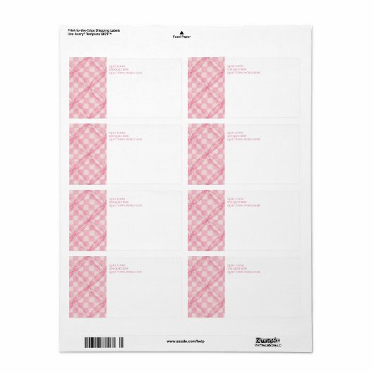 ROZE CHECK QUILT Verzending Adresetiketten Etiket (Full Sheet)