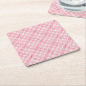 ROZE CHECK QUILT Vierkant Papier Onderzetters (Schuin)
