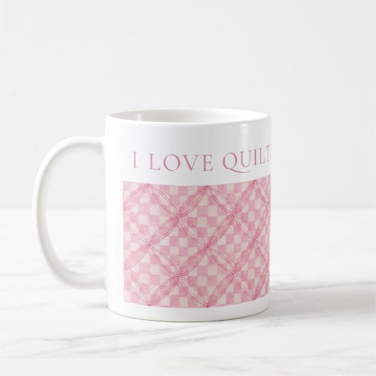 ROZE CHECK QUILT Witte Mok + Tekst (Links)