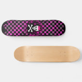 Roze Check Skull Prinses Skateboard (Horizontaal)