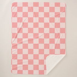 Roze checkboard sherpa deken