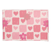 Roze checker ontwerp kussensloop (Voorkant)