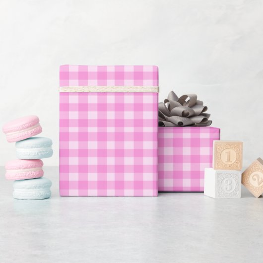 Roze Checkers Cadeaupapier (Baby Shower)
