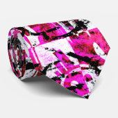 Roze Checkers Graffiti Stropdas (Opgerold)