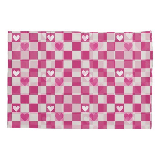Roze Checkers & Harten Kussensloop (Achterkant)