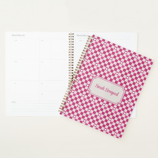 Roze Checkers & Harten Planner (Display)