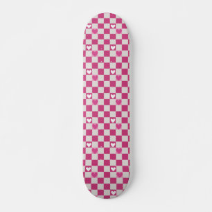 Roze Checkers & Harten Skateboard