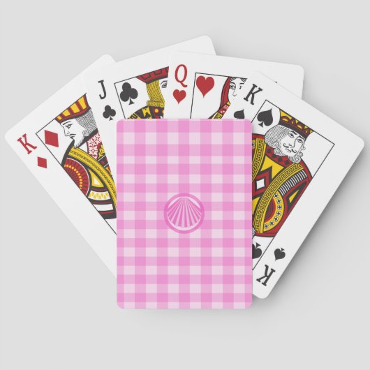 Roze Checkers met Zee Shell Pokerkaarten (Achterkant)