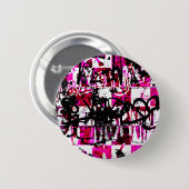Roze Checkers Ronde Button 5,7 Cm (Voorkant /achterkant)