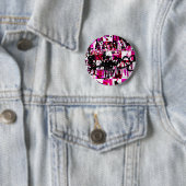 Roze Checkers Ronde Button 5,7 Cm (In situ)