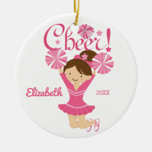 Roze cheer bruine cheerleader ornament