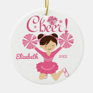 Roze Cheer Donker Haar Cheerleader Ornament