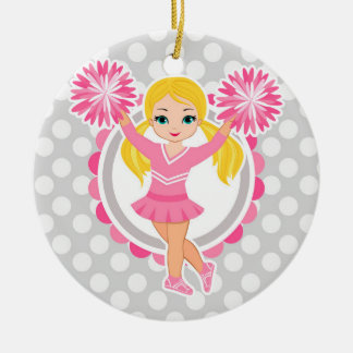 Roze Cheerleader Blonde - Cute Cheer Keramisch Ornament