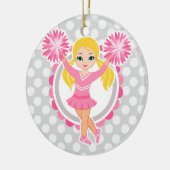 Roze Cheerleader Blonde - Cute Cheer Keramisch Ornament (Links)