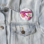 Roze Cheerleader Breast Cancer Support Button (In situ)