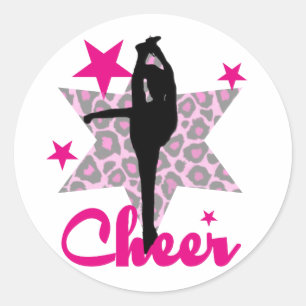 Roze cheerleader ronde sticker