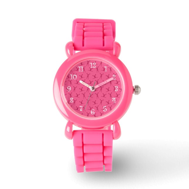 Roze cheerleading patroon horloge (Voorkant)