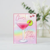 Roze Cheers Gefeliciteerd Verjaardagskaart Briefkaart (Staand voorkant)