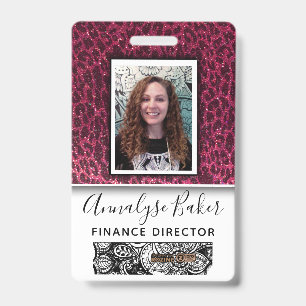 Roze Cheetah Glitter Professional Neurse Fotonaam Badge