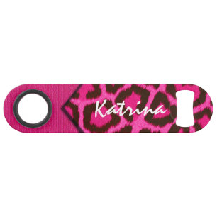 Roze Cheetah Monogram Speed Flessenopener