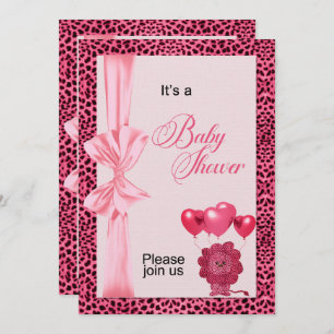 Roze Cheetah Print Baby shower Kaart