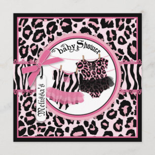Roze Cheetah Rock Star Tutu Twins Baby shower Kaart