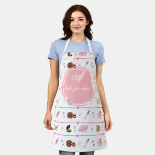 Roze Chef Bakken Schort   Schattige Vintage Gebak 