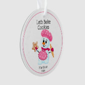 Roze Chef Snowman Cookie Baker Naam Kerstmis Ornament (voorkant)