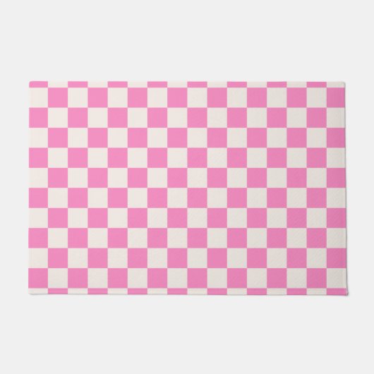 Roze cheque, Checkerboard Patroon, Gecontroleerd Deurmat (Voorkant)