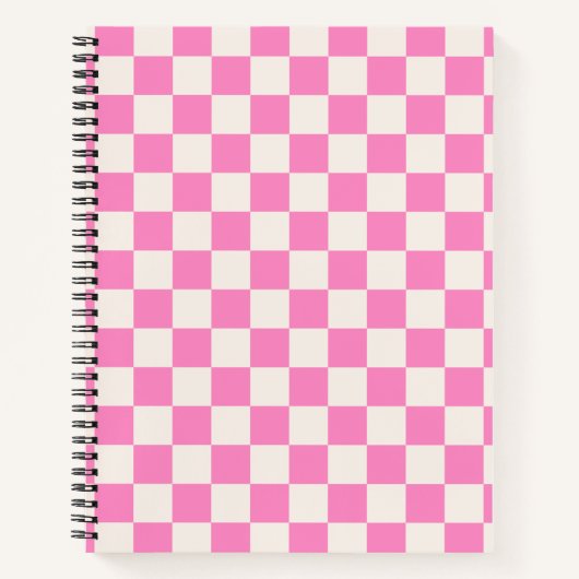Roze cheque, Checkerboard Patroon, Gecontroleerd Notitieboek (Voorkant)