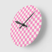 Roze cheque, Checkerboard Patroon, Gecontroleerd Ronde Klok (Hoek)
