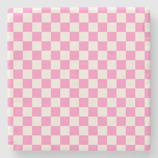 Roze cheque, Checkerboard Patroon, Gecontroleerd Stenen Onderzetter (Voorkant)