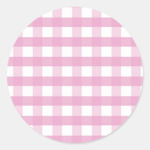 Roze cheques ronde sticker