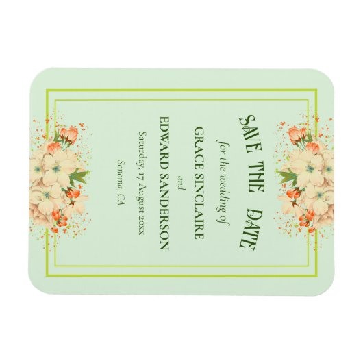 Roze Cherry Blosbezems, sparen de datum Magneet (Horizontaal)