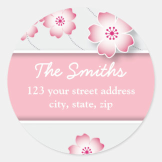 Roze Cherry Blossom Adresetiketten Ronde Sticker