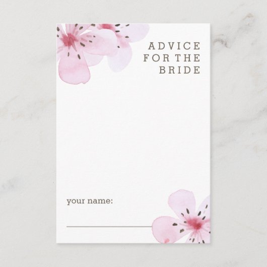 Roze Cherry Blossom Advice voor de Bride Advieskaart (Voorkant)