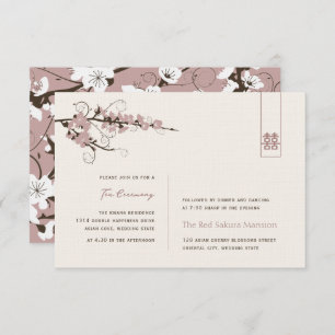 Roze Cherry Blossom Asian Wedding Reception Kaart