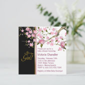 Roze Cherry Blossom Baby Douche Uitnodigingen (Staand voorkant)