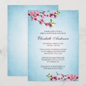 Roze Cherry Blossom  Blue Vrijgezellenfeest Kaart (Voorkant / Achterkant)