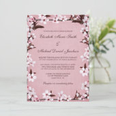Roze Cherry Blossom Border Wedding Kaart (Staand voorkant)