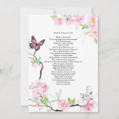 Roze Cherry Blossom & Butterfly Funeral Invite Kaart (Achterkant)