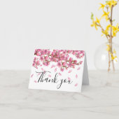 Roze Cherry Blossom Dank je wel Kaart (Gele Bloem)