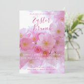 Roze Cherry Blossom Easter Brunch Uitnodiging (Staand voorkant)