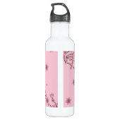 Roze Cherry Blossom Falling Petals Botanisch leder Waterfles (Achterkant)