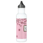 Roze Cherry Blossom Falling Petals Botanisch leder Waterfles (Links)