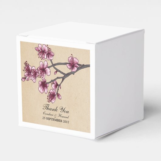 Roze Cherry Blossom Favor Boxes Bedankdoosjes (Voorkant Zijde)