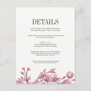 Roze Cherry Blossom Floral Details Enclosure Kaart