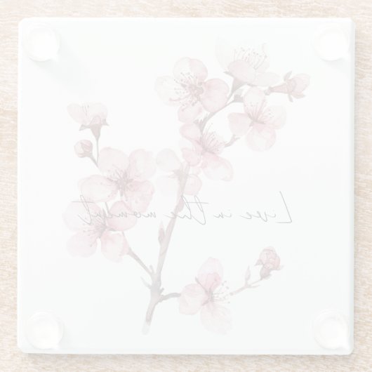 Roze Cherry Blossom Floral Glazen Onderzetter (Achterkant)