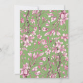 Roze Cherry Blossom Floral Lijst Wedding Kaart (Achterkant)