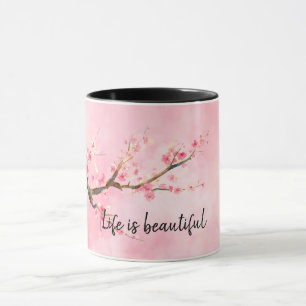 Roze Cherry Blossom Floral Mok